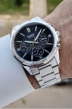 Casio CSISTE186 Kadranı Siyah Kordonu Gümüş Renk Hediye Paketli Erkek Kol Saati