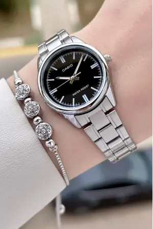 Casio CSISTE206 Casio Kadranı Siyah Kordonu Gümüş Renk Hediye Paketli Kadın Kol Saati