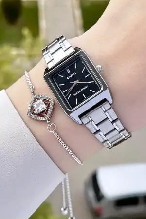 Casio CSISTE35 Kadranı Siyah Kordonu Gümüş Renk Hediye Paketli Kadın Kol Saati