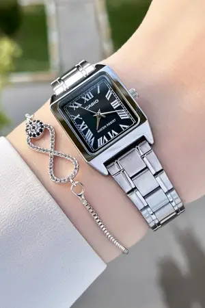 Casio CSISTE43 Kadranı Siyah Kordonu Gümüş Renk Hediye Paketli Kadın Kol Saati