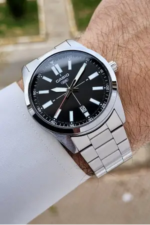 Casio CSISTE197 Kadranı Siyah Kordonu Metalik Renk 2 Yıl Garantili Erkek Kol Saati