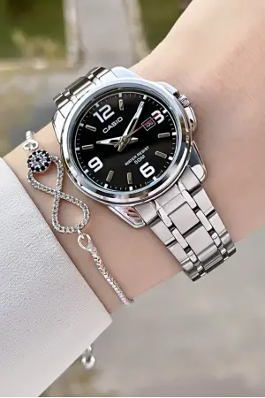 Casio CSISTE175 Kadranı Siyah Kordonu Metalik Renk 2 Yıl Garantili Kadın Kol Saati