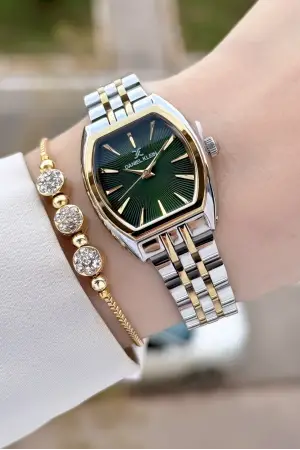 Daniel Klein DKISTE1447 Kadranı Yeşil Kordonu Gold Gümüş Renk 2 Yıl Garantili Kadın Kol Saati ve Bileklik