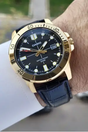 Casio CSISTE119 Kasası Gold Kordonu Siyah Renk Erkek Kol Saati