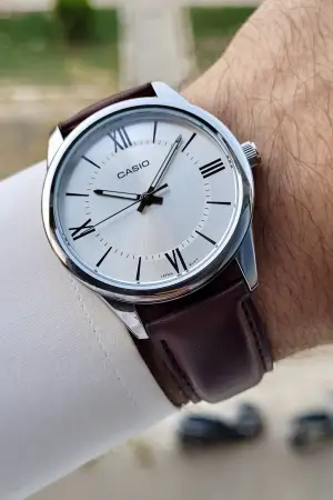Casio CSISTE88 Kasası Gümüş Kordonu Kahverengi Renk Hediye Paketli Erkek Kol Saati