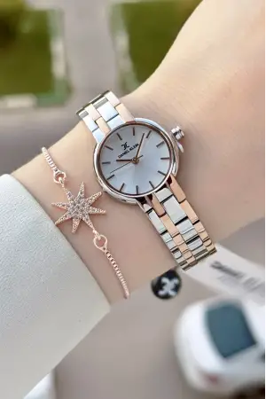 Rose Gümüş Renk Hediye Paketli 25 Mm Kadın Kol Saati