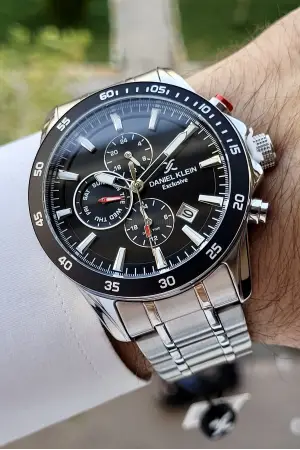 Daniel Klein DKISTE785 Siyah Gümüş Renk İç Göstergeleri Aktif Erkek Kol Saati