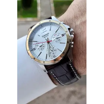 Casio CSISTE1 Kasası Gümüş Kordonu Acı Kahverengi Renk Göstergeli Fonksiyonel Erkek Kol Saati