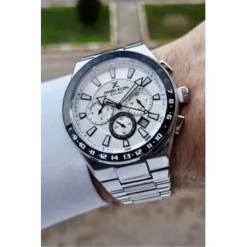 Daniel Klein DKISTE982 Kadranı Beyaz Kordonu Gümüş Renk İç Göstergeleri Aktif Erkek Kol Saati