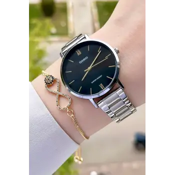 Casio CSISTE29 Kadranı Siyah Kordonu Gümüş Renk Hediye Paketli Kadın Kol Saati
