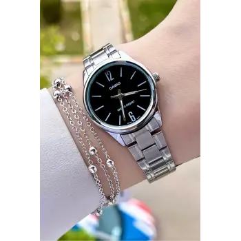 Casio CSISTE18 Kadranı Siyah Kordonu Gümüş Renk Hediye Paketli Kadın Kol Saati