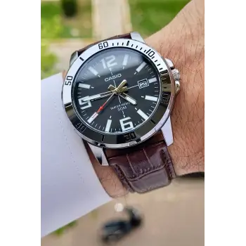 Casio CSISTE10 Kasası Gümüş Kordonu Kahverengi Renk Hediye Paketli Erkek Kol Saati