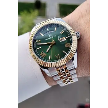 Daniel Klein DK1ISTE1127 Kadranı Yeşil Kordonu Gold Gümüş Renk Hediye Paketli Erkek Kol Saati