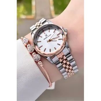 Daniel Klein DKISTE1185 Rose Gümüş Renk Hediye Paketli Kadın Kol Saati ve Bileklik