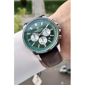 Daniel Klein DKISTE1200 Kasası Gümüş Kordonu Kahverengi Renk Hediye Paketli Kronometreli Erkek Kol Saati