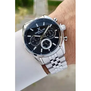 Daniel Klein DKISTE1232 Kadranı Siyah Kordonu Gümüş Renk İç Göstergeleri Aktif Erkek Kol Saati