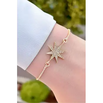 Gold Renk Yıldız Hediye Paketli Bileklik