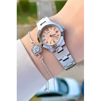 Casio CSISTE90 Kadranı Pudra Kordonu Gümüş Renk Hediye Paketli Kadın Kol Saati