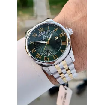 Daniel Klein DKISTE1288 Kadranı Yeşil Kordonu Gold Gümüş Renk Takvim ve Gün Fonksiyonlu Hediye Paketli Erkek Kol Saati