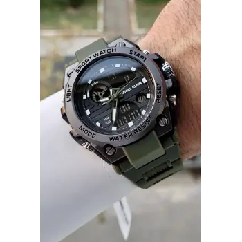 Daniel Klein DKISTE1345 Haki Renk Analog Dijital Hediye Paketli Erkek Kol Saati