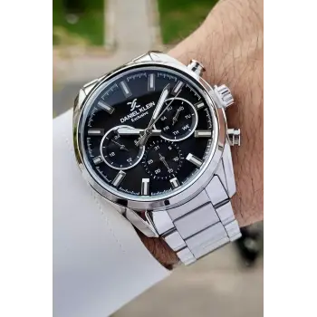 Daniel Klein DKISTE1395 Kadranı Siyah Kordonu Gümüş Renk Hediye Paketli Takvimli Erkek Kol Saati