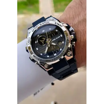 Daniel Klein DKISTE1383 Gümüş Siyah Renk Analog Dijital Hediye Paketli Erkek Kol Saati