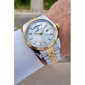 Daniel Klein DKISTE1461 Gold Gümüş Renk Fonksiyonlu Klipsli Erkek Kol Saati