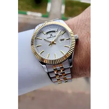 Gold Gümüş Renk 42 mm Fonksiyonlu Erkek Kol Saati