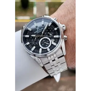 Daniel Klein DKISTE1552 Kadranı Siyah Kordonu Gümüş Renk 43 mm Erkek Kol Saati