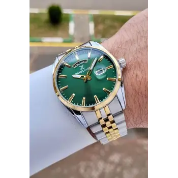 Daniel Klein DKISTE1587 Kadranı Yeşil  Kordonu Gold Gümüş Renk 42 mm Erkek Kol Saati