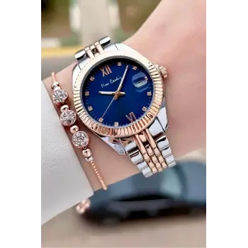 Pierre Cardin PCISTE27 Kadranı Lacivert  Kordonu Rose Gümüş Renk 34 mm Kadın Kol Saati