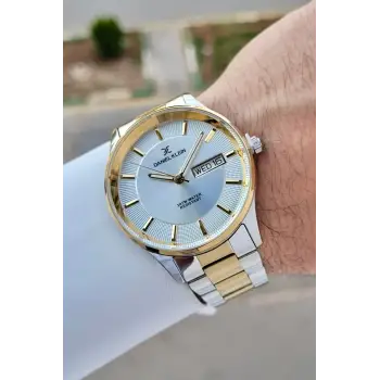 Gold Gümüş Renk Takvim Ve Gün Fonksiyonlu 44 Mm Erkek Kol Saati