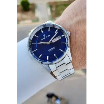 Kadranı Lacivert Kordonu Gümüş Renk Takvim Ve Gün Fonksiyonlu 44 Mm Erkek Kol Saati