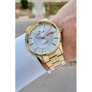 Gold Renk Takvim Ve Gün Fonksiyonlu 44 Mm Erkek Kol Saati