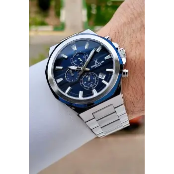 Kadranı Lacivert Kordonu Gümüş Renk 41 Mm Iç Göstergeleri Aktif Erkek Kol Saati
