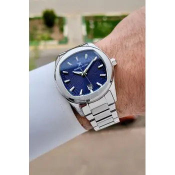 Kadranı Lacivert Kordonu Gümüş Renk 41 Mm Erkek Kol Saati