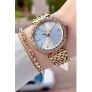Freelook FLISTE46 Gold Renk 38 mm Kadın Kol Saati ve Bileklik