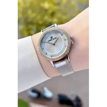 Daniel Klein DKISTE1932 Yeni Model Gold Gümüş Renk Kadın Kol Saati ve Kahverengi Renk Deri Kordon