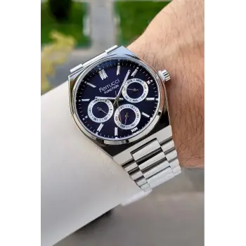 Ferrucci FCISTE360 Kadranı Lacivert Kordonu Gümüş Renk İç Göstergeleri Aktif Erkek Kol Saati
