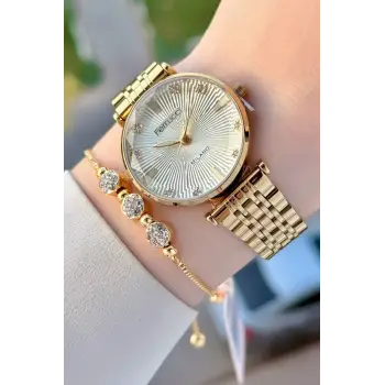 Ferrucci FCISTE381 Gold Renk Hediye Paketli Kadın Kol Saati ve Bileklik