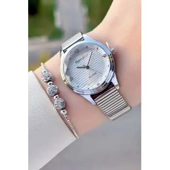 Ferrucci FCISTE370 Gümüş Renk Hediye Paketli Kadın Kol Saati ve Bileklik