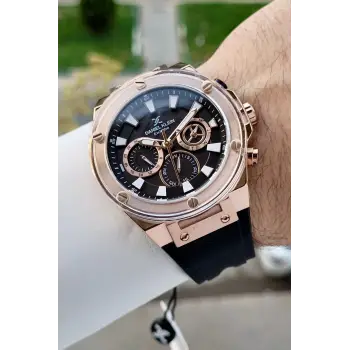 Daniel Klein DKISTE1813 46 Mm Kasası Rose Kordonu Siyah Renk İç Göstergeleri Aktif Erkek Kol Saati