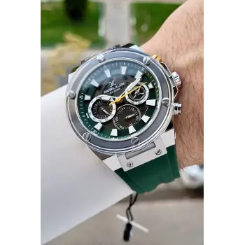 Daniel Klein DKISTE1810 46 Mm Kasası Gümüş Kordonu Yeşil Renk İç Göstergeleri Aktif Erkek Kol Saati