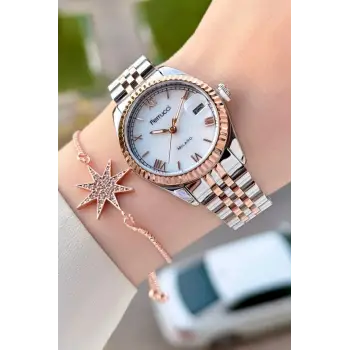 Ferrucci FCISTE398 Rose Gümüş Renk Takvimli 35 Mm Kadın Kol Saati Ve Bileklik