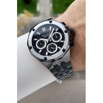 Ferrucci FCISTE353 Rakamları Gümüş Kordonu Siyah Renk İç Göstergeleri Aktif 45 Mm Erkek Kol Saati
