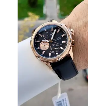 Ferrucci FCISTE403 Kasası Rose Kordonu Siyah Renk 44 Mm İç Göstergeleri Aktif Erkek Kol Saati