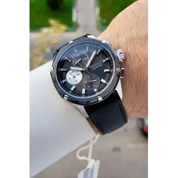 Ferrucci FCISTE402 Kasası Gümüş Kordonu Siyah Renk 44 Mm İç Göstergeleri Aktif Erkek Kol Saati