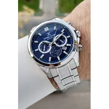 Kadranı Lacivert Kordonu Gümüş Renk 43 Mm İç Göstergeleri Aktif Erkek Kol Saati