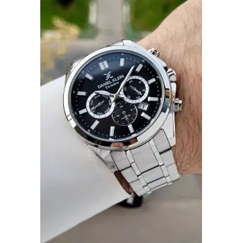 Kadranı Siyah Kordonu Gümüş Renk 43 Mm İç Göstergeleri Aktif Erkek Kol Saati