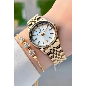 Daniel Klein DKISTE2075 Gold Renk Hediye Paketli Kadın Kol Saati ve Bileklik